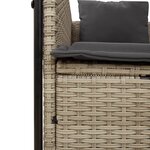 vidaXL Chaise longue double avec toit et rideaux gris clair poly rotin
