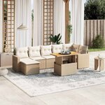 vidaXL Salon de jardin avec coussins 8 Pièces beige résine tressée
