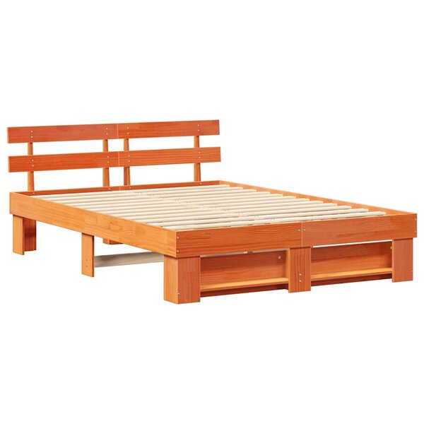 vidaXL Cadre de lit Marron cire 150 x 200 cm Bois massif en pin