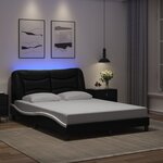 vidaXL Cadre de lit avec lumières LED noir blanc 120x200 cm similicuir