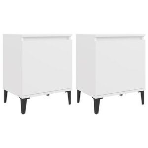 vidaXL Tables de chevet avec pieds en métal blanc 40x30x50 cm