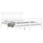 vidaXL Cadre de lit avec tête de lit blanc King Size bois massif