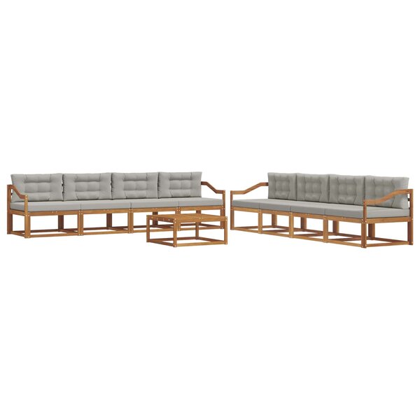 vidaXL Ensemble de canapés d'extérieur 9 Pièces Gris Naturel et Clair
