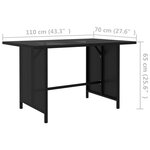 vidaXL Table à manger de jardin Noir 110x70x65 cm Résine tressée