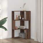 vidaXL Bibliothèque d'angle à 3 niveaux chêne marron bois d'ingénierie