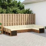 vidaXL Ensembles de canapés avec coussin 10 Pièces Bois d'Acacia Massif