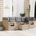 vidaXL Salon de jardin avec coussins 7 Pièces beige résine tressée