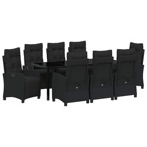 vidaXL Ensemble de salle à manger pour jardin 9 Pièces Noir polyrotin