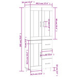vidaXL Buffet haut Chêne fumé 69 5x34x180 cm Bois d'ingénierie