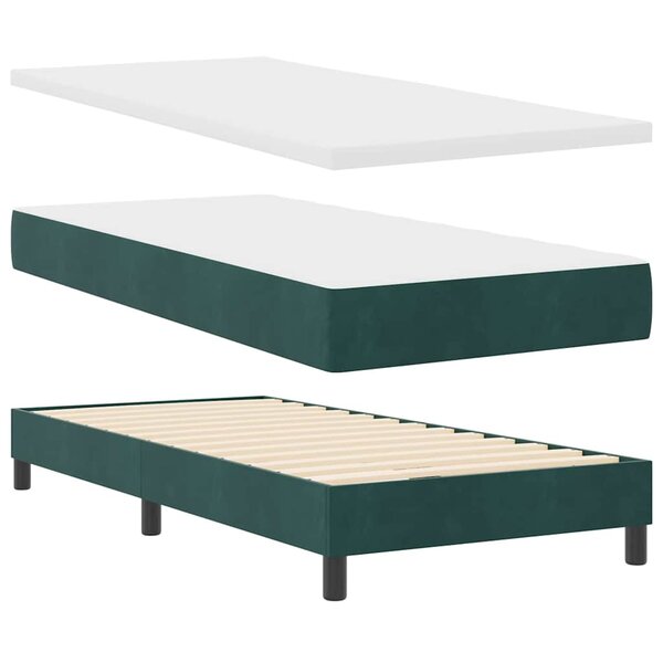 Lit à ressorts vidaXL avec matelas vert foncé 80x200 cm en velours