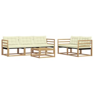vidaXL Ensemble de canapés d'extérieur 6 Pièces Blanc et crème