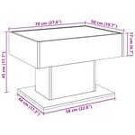 vidaXL Table basse avec LED noir 70x50x45 cm bois d'ingénierie