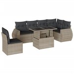 vidaXL Salon de jardin avec coussins 7 Pièces gris clair résine tressée