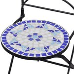 vidaXL Mobilier de bistro 3 Pièces mosaïque Carreau céramique Bleu Blanc