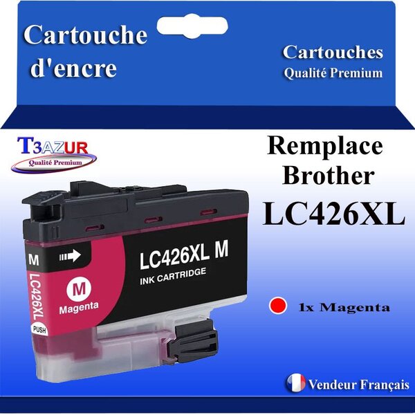 T3AZUR- Cartouche compatible avec Brother LC426 XL pour Brother MFC-J4335DW  MFC-J4340DW  MFC-J4340DWE Magenta