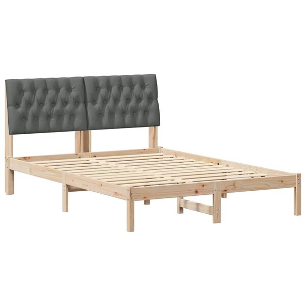vidaXL Cadre de lit avec tête de lit rembourrée Marron 160 x 200 cm