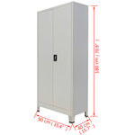 vidaXL Armoire de bureau avec 2 portes Acier 90 x 40 x 180 cm Gris