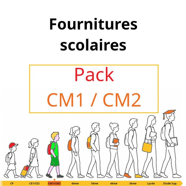 Kit de fournitures scolaires pour un·e élève de CM1/CM2