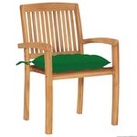 vidaXL Chaises de jardin 2 Pièces avec coussins vert Bois de teck massif