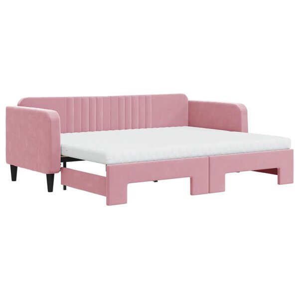 vidaXL Lit de jour avec lit gigogne et matelas rose 80x200 cm velours