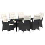 vidaXL Ensemble de salle à manger de jardin 7 pièces avec coussins en rattan synthétique noir