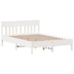 vidaXL Cadre de lit sans matelas blanc 135x190 cm bois de pin massif