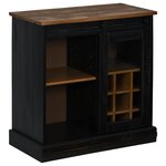 vidaXL Buffet HALDEN porte coulissante noir 80x40x80 cm bois massif