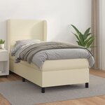 vidaXL Sommier à lattes de lit avec matelas Crème 100x200cm Similicuir