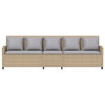 vidaXL Canapé de jardin avec coussins 5 places beige résine tressée