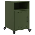 vidaXL Table de chevet vert olive 36x39x59 cm acier