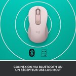 Souris sans fil logitech signature m650 - silencieuse  bluetooth  boutons programmables - rose