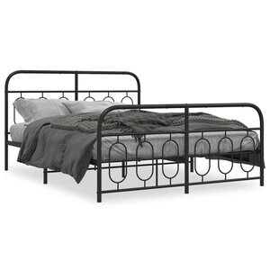 vidaXL Cadre de lit métal sans matelas avec pied de lit noir 150x200cm