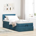 vidaXL Cadre de lit ottoman avec matelas bleu foncé 90x200 cm velours