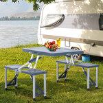 Table de camping pique nique pliante portable 4 personnes aluminium plastique gris foncé