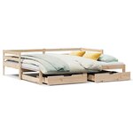 vidaXL Lit de jour avec gigogne et tiroirs sans matelas 80x200 cm