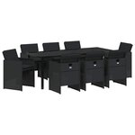 vidaXL Ensemble de salle à manger pour jardin 9 Pièces Noir Poly rotin