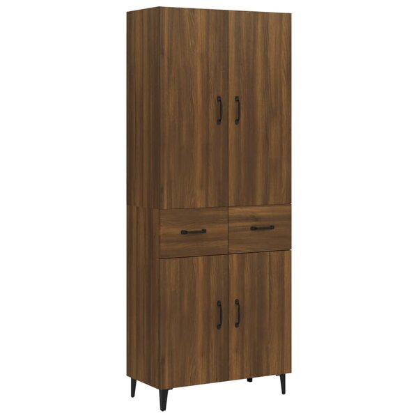 Vidaxl buffet haut chêne marron 69 5x34x180 cm bois d'ingénierie
