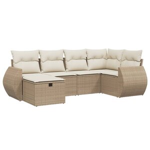 vidaXL Salon de jardin avec coussins 6 Pièces beige résine tressée