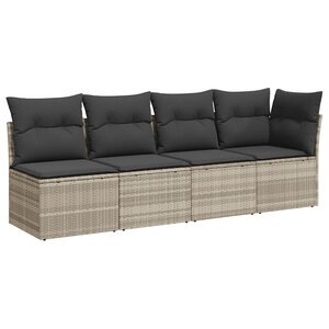 vidaXL Canapé de jardin et coussins 4 places gris clair résine tressée
