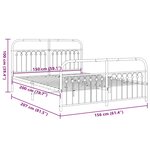 vidaXL Cadre de lit métal sans matelas et pied de lit blanc 150x200 cm