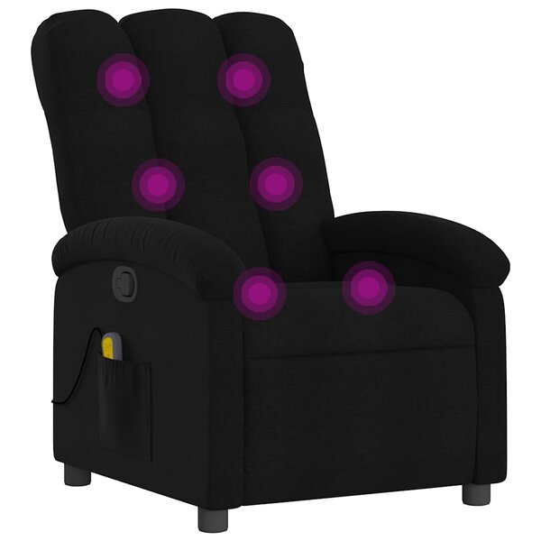 vidaXL Fauteuil de massage inclinable noir tissu