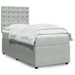 vidaXL Sommier à lattes de lit et matelas Gris clair 90x190 cm Velours