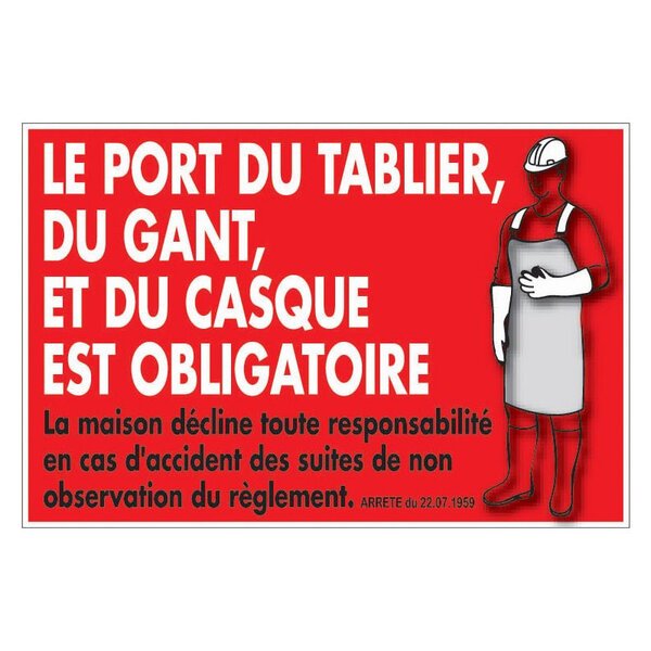 Pancarte port du tablier et du casque obligatoire 240x100 mm - l2g -  - plexiglass240 100