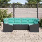 vidaXL Ensemble de Canapés avec coussin 6 Pièces Noir polyrotin
