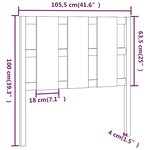 vidaXL Tête de lit Gris 105 5x4x100 cm Bois massif de pin