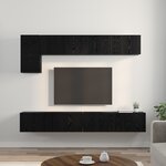 vidaXL Ensemble meuble TV avec étagère avec stockage avec porte 5 Pièces Chêne noir