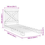 vidaXL Cadre de lit sans matelas gris 100x200 cm bois massif de pin