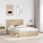 vidaXL Lit de Rangement Chêne Sonoma 140 x 200 cm Bois d'ingénierie