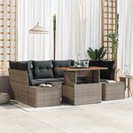 vidaXL Ensemble de canapé de jardin 7 Pièces Gris Poly rotin