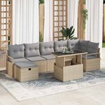 vidaXL Ensemble de canapé de jardin 8 Pièces Beige Poly rotin